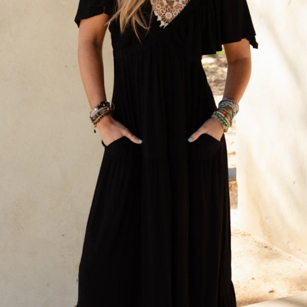 Three Bird Nest Black Maxi Dress